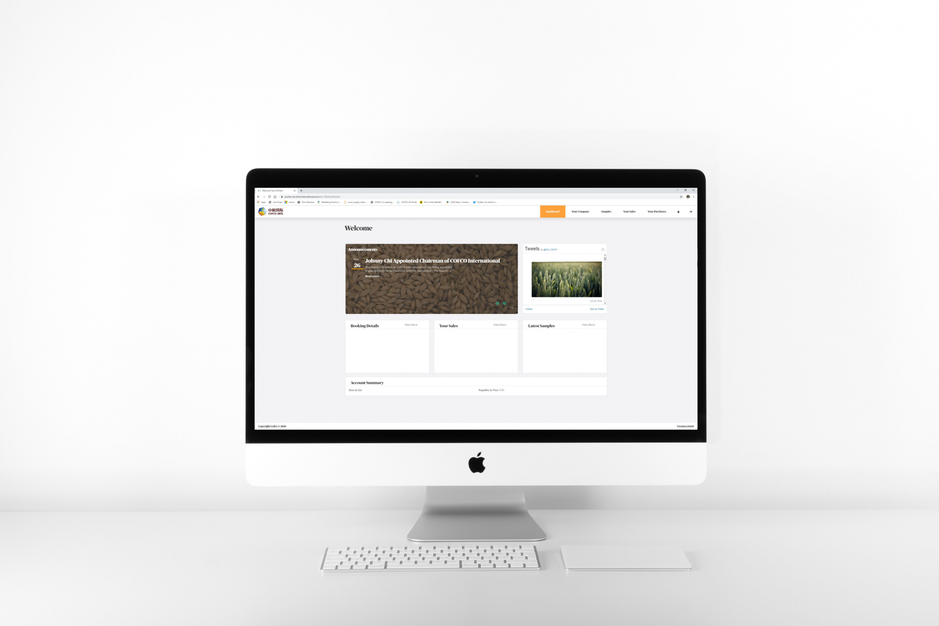 Image of computer displaying COFCO UK Farmers Portal