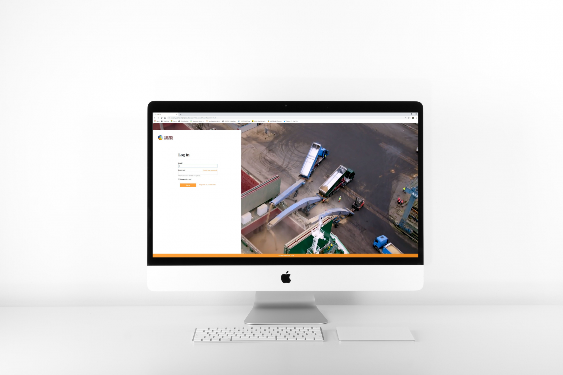 Image of computer displaying COFCO UK Farmers Portal